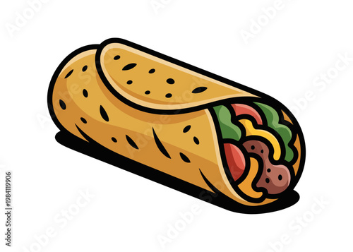 Mexican Burrito Wrap Street Food Illustration – Cinco de Mayo, National Burrito Day, Mexican Independence Day
