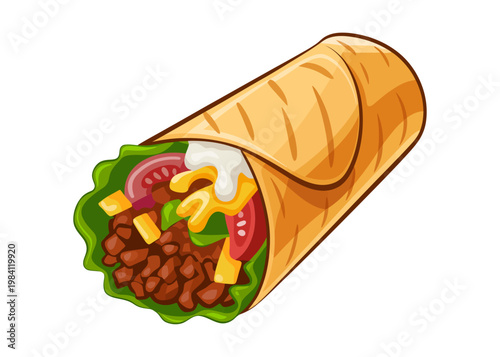 Mexican Burrito Wrap Street Food Illustration – Cinco de Mayo, National Burrito Day, Mexican Independence Day