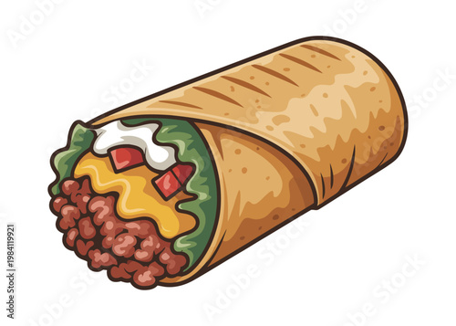Mexican Burrito Wrap Street Food Illustration – Cinco de Mayo, National Burrito Day, Mexican Independence Day