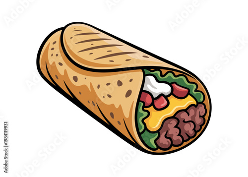 Mexican Burrito Wrap Street Food Illustration – Cinco de Mayo, National Burrito Day, Mexican Independence Day