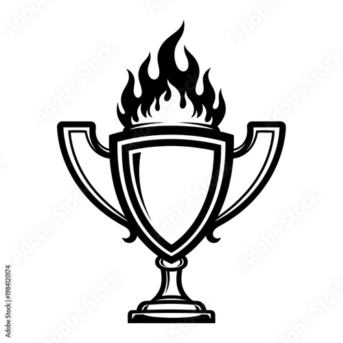 Burning Trophy Icon - Symbol of Victory and Achievement
