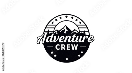 Adventure Crew Vintage Style Outdoor Exploration Emblem for Apparel and Branding
