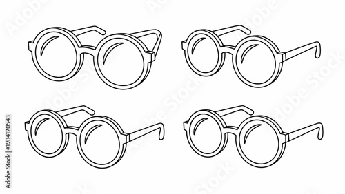 Oversized Round Sunglasses Line Art Set  Fashion Eyewear Minimal Collection