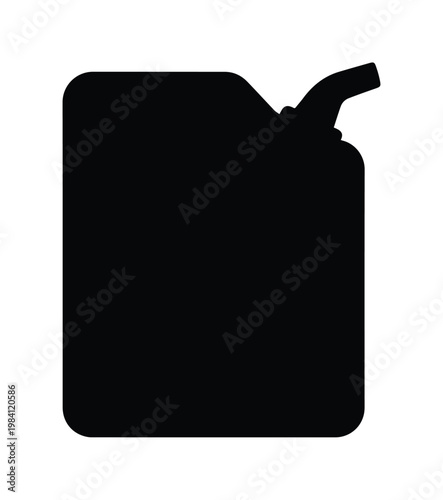 Gasoline canister black silhouette vector, fuel jerrycan icon for automotive industry, petrol container symbol for energy and transportation graphics