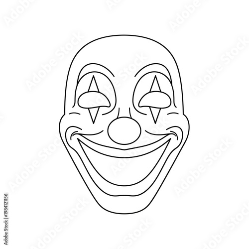 Creepy Clown Face Outline Drawing - Scary Circus Character