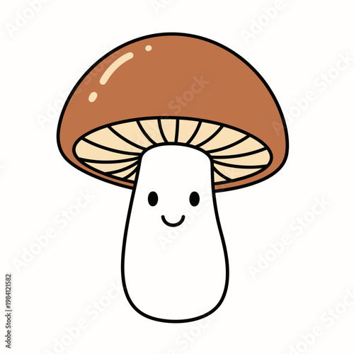 Cute cartoon mushroom character smiling
