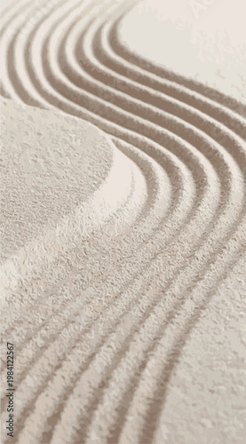 Abstract background of Japanese zen garden with raked sand waves and ripples