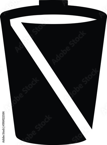 Low battery indicator displaying partial charge a black and white silhouette