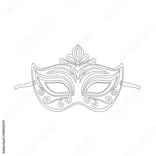 Elegant Venetian Masquerade Mask Line Art Icon