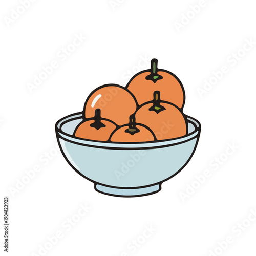 Illustration of Oranges in a Bowl