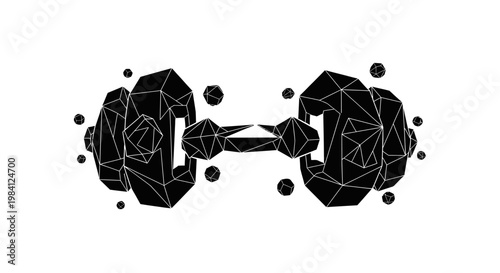 Geometric dumbbell fitness graphic design.