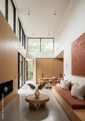 Modern Living Room Design with Natural Light and Minimalist Decor.