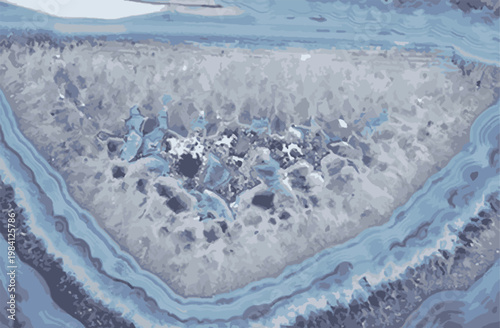 Abstract background of blue agate geode texture with crystalline mineral structures and wavy layered veins