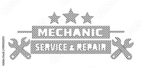 Mechanic Service & Repair vector emblem, automotive workshop logo design, car maintenance and auto repair shop badge, professional mechanic service illustration