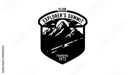 Retro hiking club shield logo vintage mountain badge vector illustration