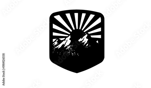 Vintage hiking club shield emblem mountain outdoor adventure vector illustration