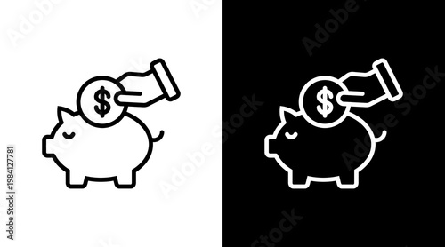 Savings White Icon Set Design