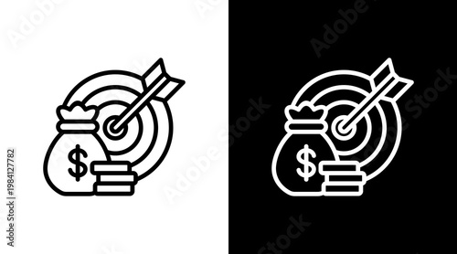Financial Goals White Icon Set Design