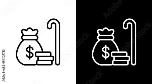Retirement Fund White Icon Set Design