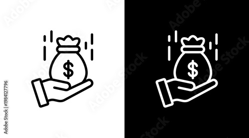 Income White Icon Set Design