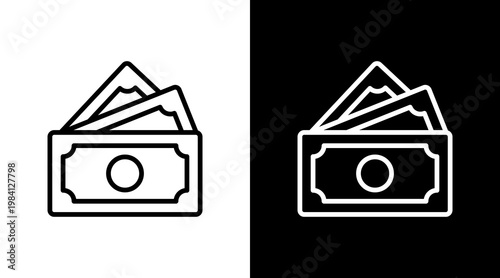 Cash White Icon Set Design