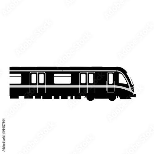 Modern Subway Train Silhouette, Urban Transportation Vector