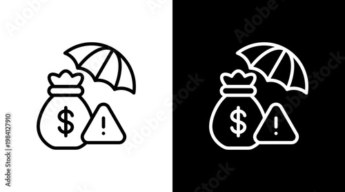 Investment Risk White Icon Set Design