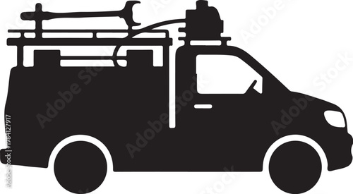 Black silhouette of woman in electric wheelchair, profile view, vector icon, disability awareness symbol