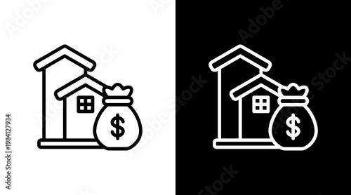 Mortgage White Icon Set Design