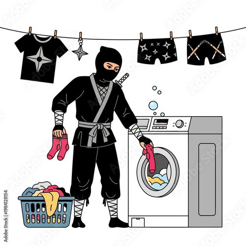 Ninja doing laundry