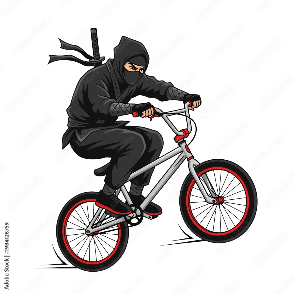 Naklejka premium Ninja riding BMX bike