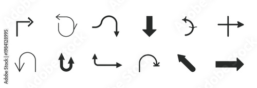Collection of diverse arrow shapes and styles for design and navigation, vector icons