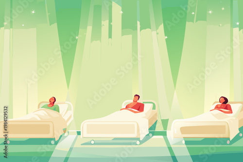 Patient Recovery Room With Comfortable Beds And ca