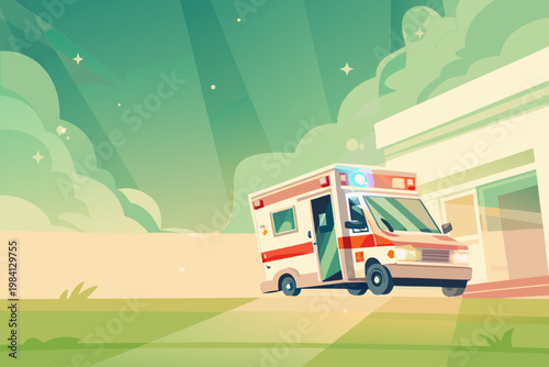 Ambulance Arrival at Hospital Emergency Entrance w