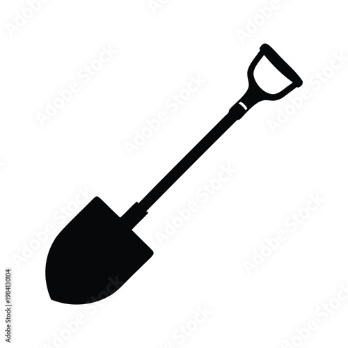 Fotografía A detailed view of a shovel a long handle, perfect for gardening silhouette vect
