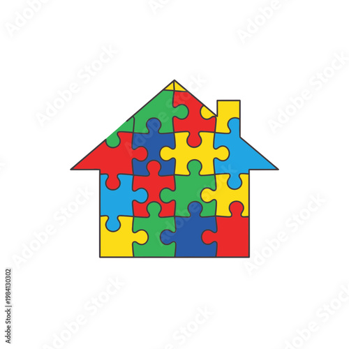 Autism Awareness House Puzzle Icon