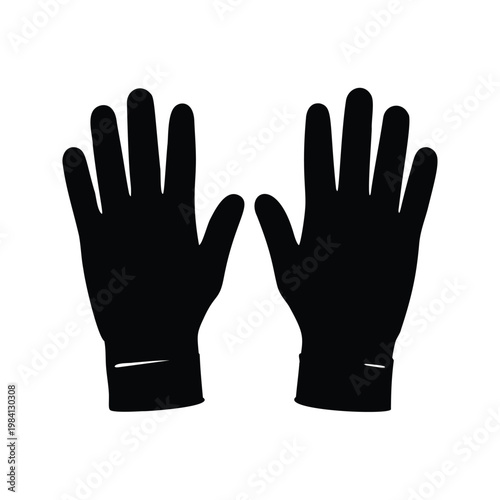 Pair of gloves cuffs shown in a simple silhouette vector illustration, gloves silhouette vector illustration