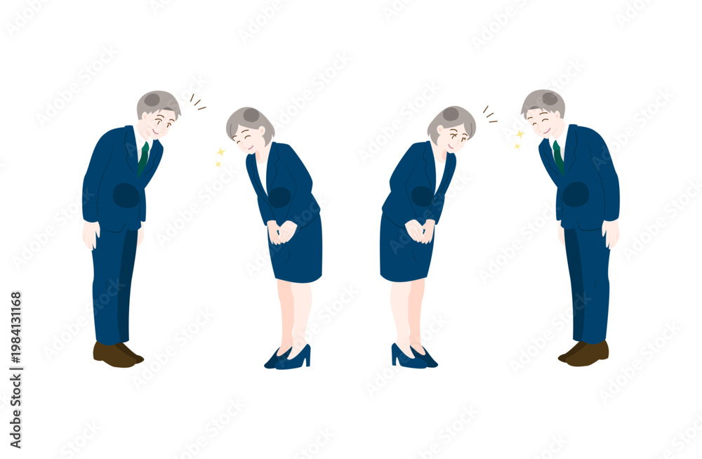 Fototapeta premium Smiling business people bowing for greeting and customer service