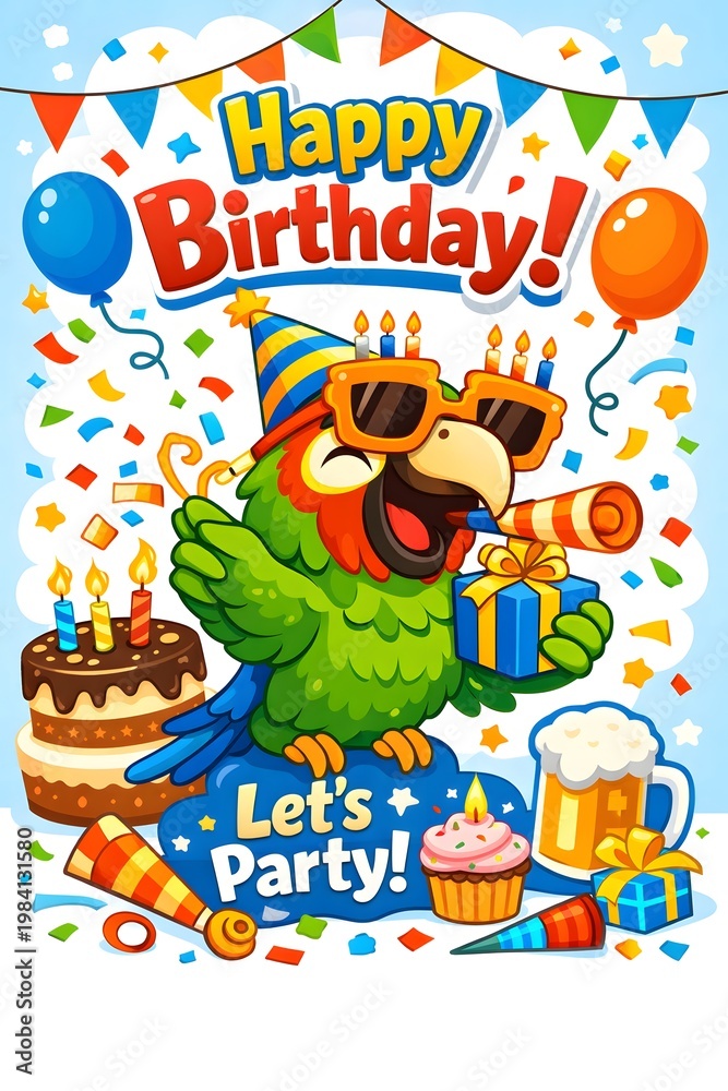Fototapeta premium Happy birthday card with a boy