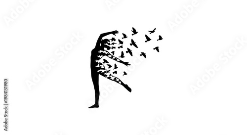 a person releasing a flock of birds.