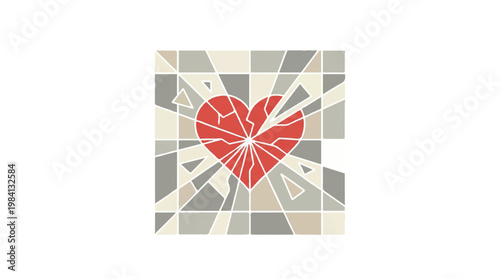 Abstract broken heart graphic with geometric background emotional pain abstract geometric shattered illustration fragmented division difficulty
