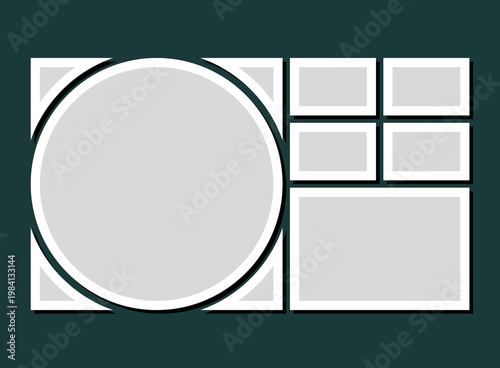 Template collage of six frames, images, photo