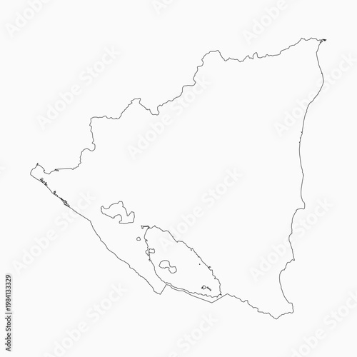 Vector outline map Nicaragua, line border country