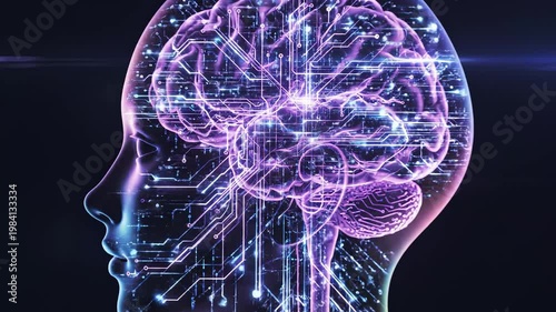 Human brain with neural activity for corporate presentations, business marketing, and commercial use