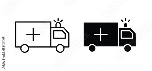 Ambulance icon editable stroke outline vectors. EPS10
