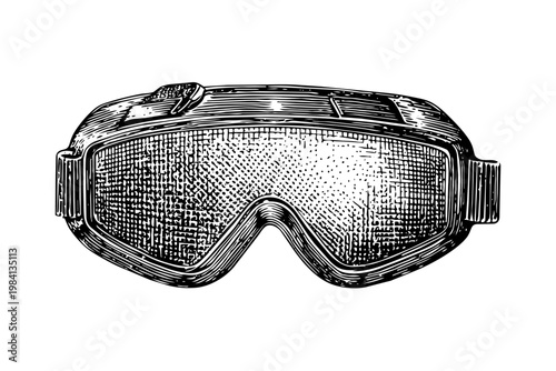 Engraved style safety goggles illustration isolated on transparent background