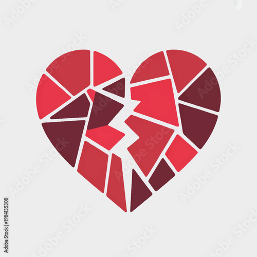 Broken heart graphic with emotional pain relationship separation heartbreak shattered distress emotions conflict melancholy symbolic abstract
