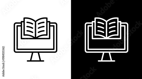 Online Library White Icon Set Design