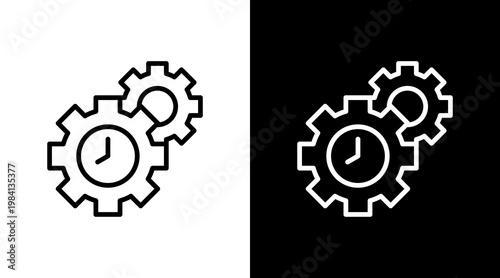 Time Management White Icon Set Design