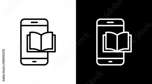 E-Book Reader White Icon Set Design